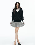 IAMXIAA Low-Rise Heather Grey Drop-Waist Ruffle Mini Skirt