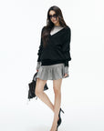 IAMXIAA Low-Rise Heather Grey Drop-Waist Ruffle Mini Skirt