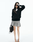 IAMXIAA Low-Rise Heather Grey Drop-Waist Ruffle Mini Skirt