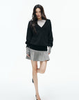 IAMXIAA Low-Rise Heather Grey Drop-Waist Ruffle Mini Skirt