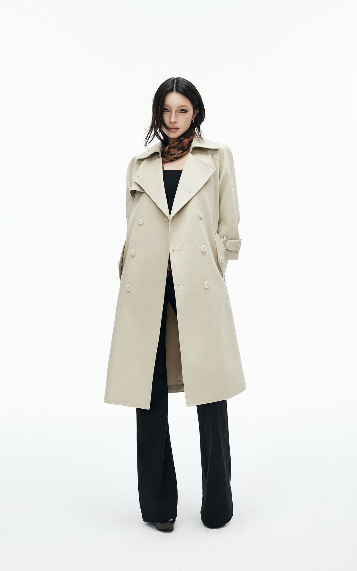 IAMXIAA Belted Oversized Long Trench Coat