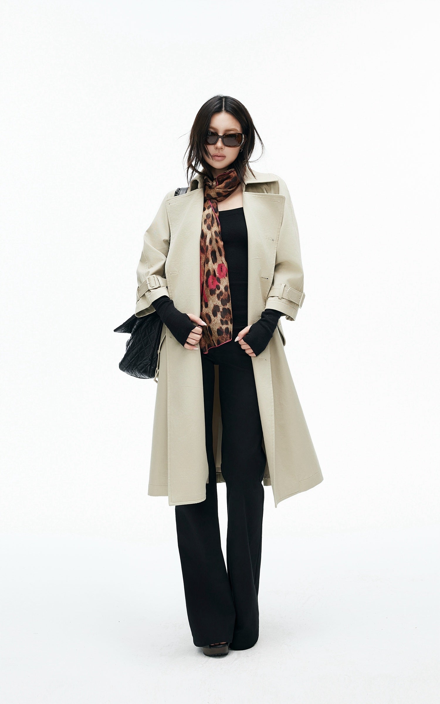 IAMXIAA Belted Oversized Long Trench Coat