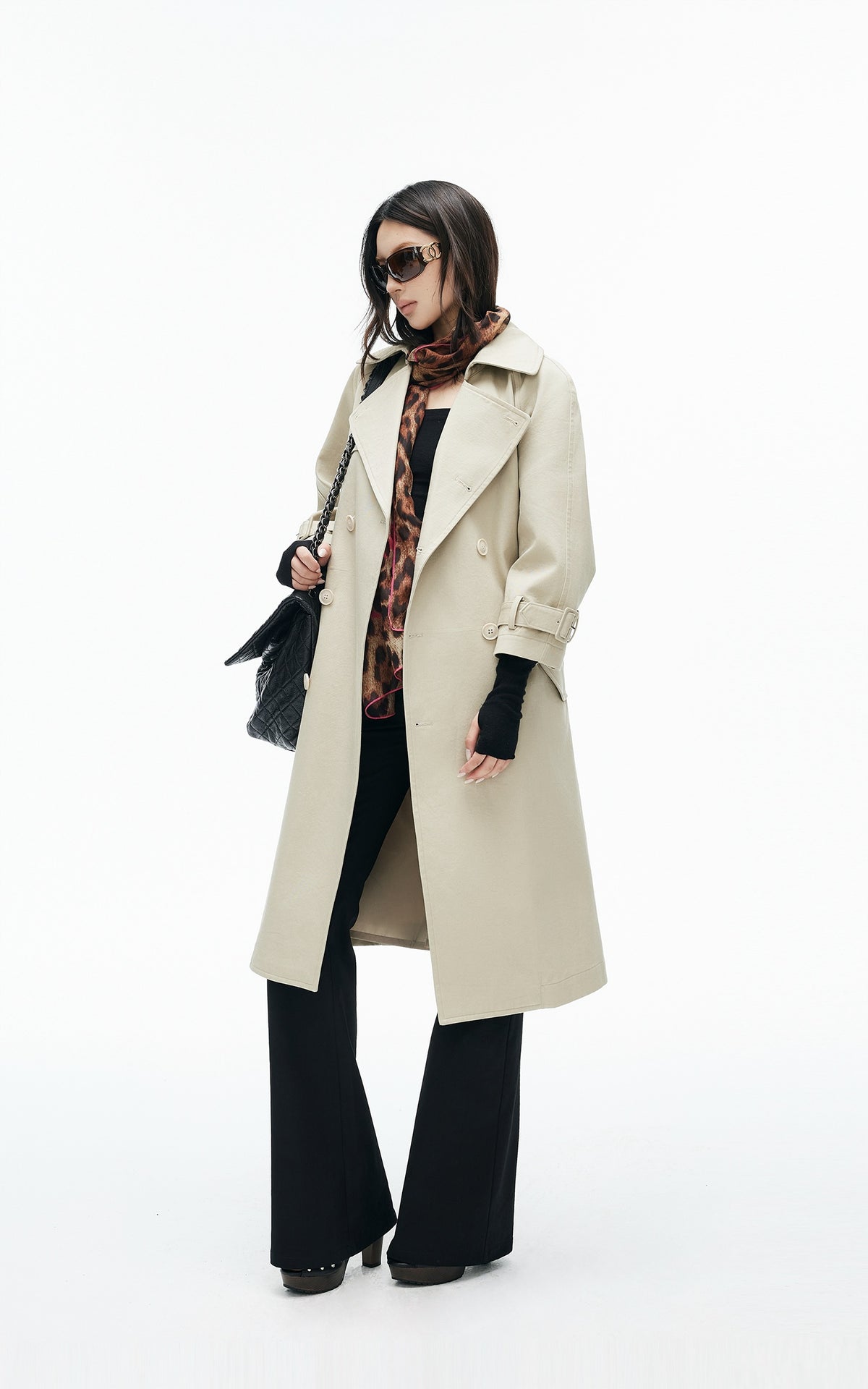 IAMXIAA Belted Oversized Long Trench Coat
