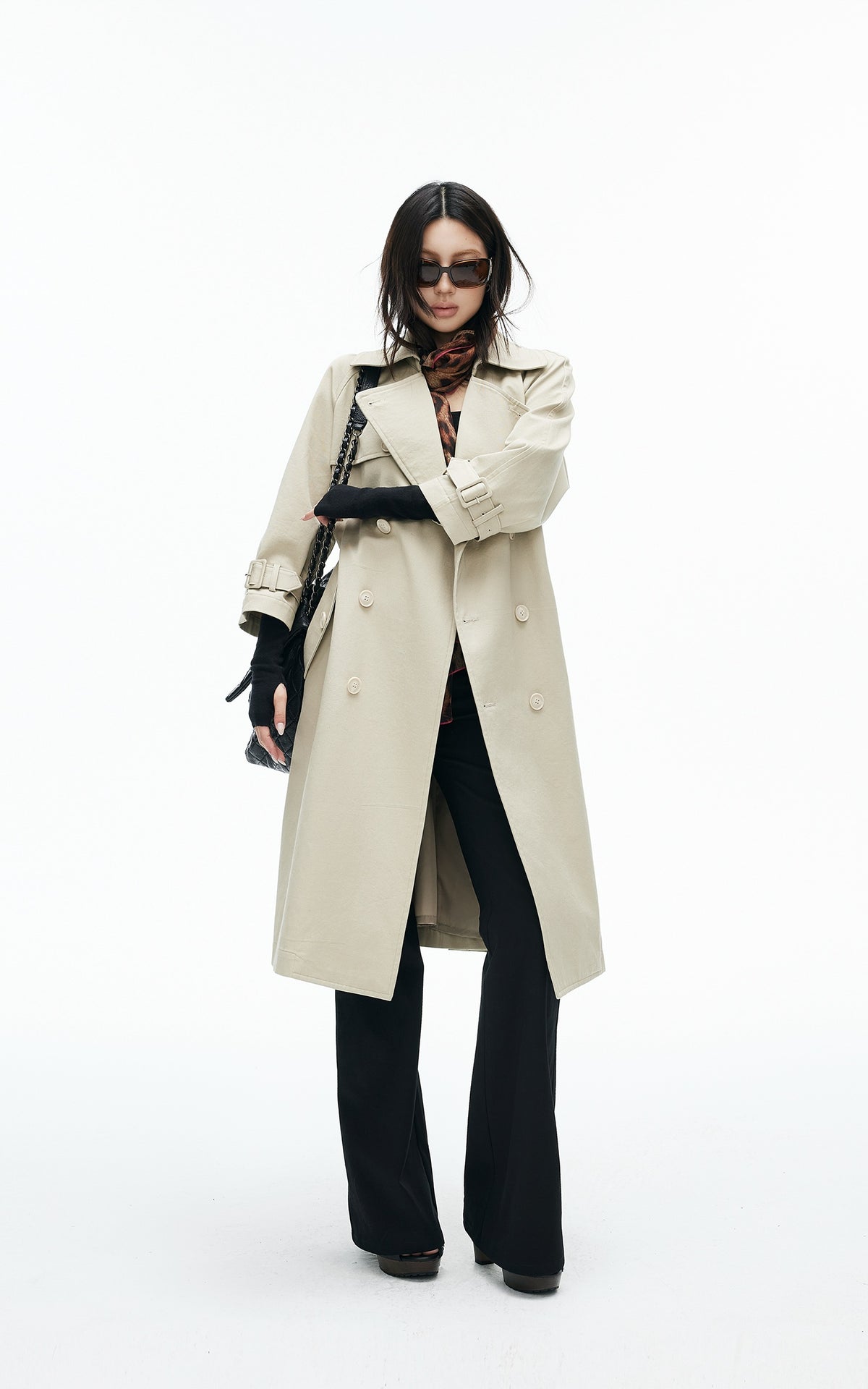 IAMXIAA Belted Oversized Long Trench Coat