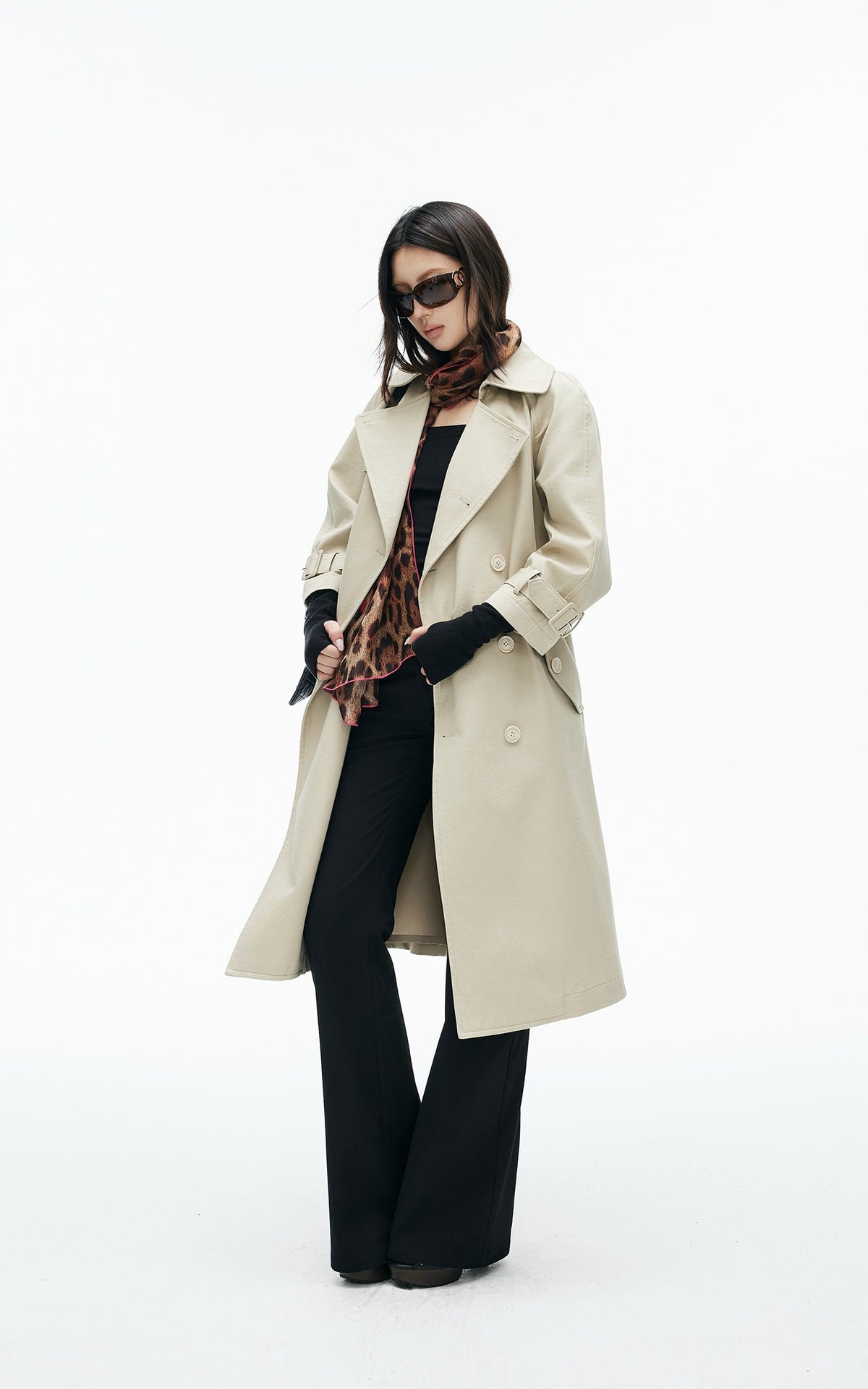 IAMXIAA Belted Oversized Long Trench Coat