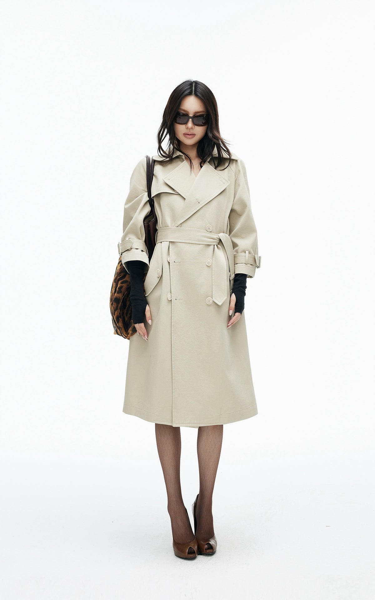 IAMXIAA Belted Oversized Long Trench Coat