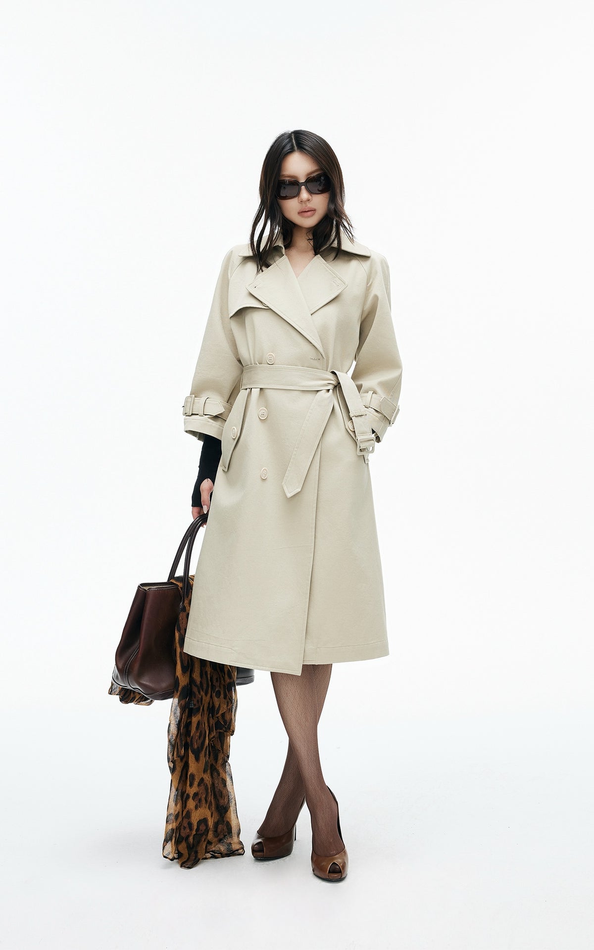 IAMXIAA Belted Oversized Long Trench Coat