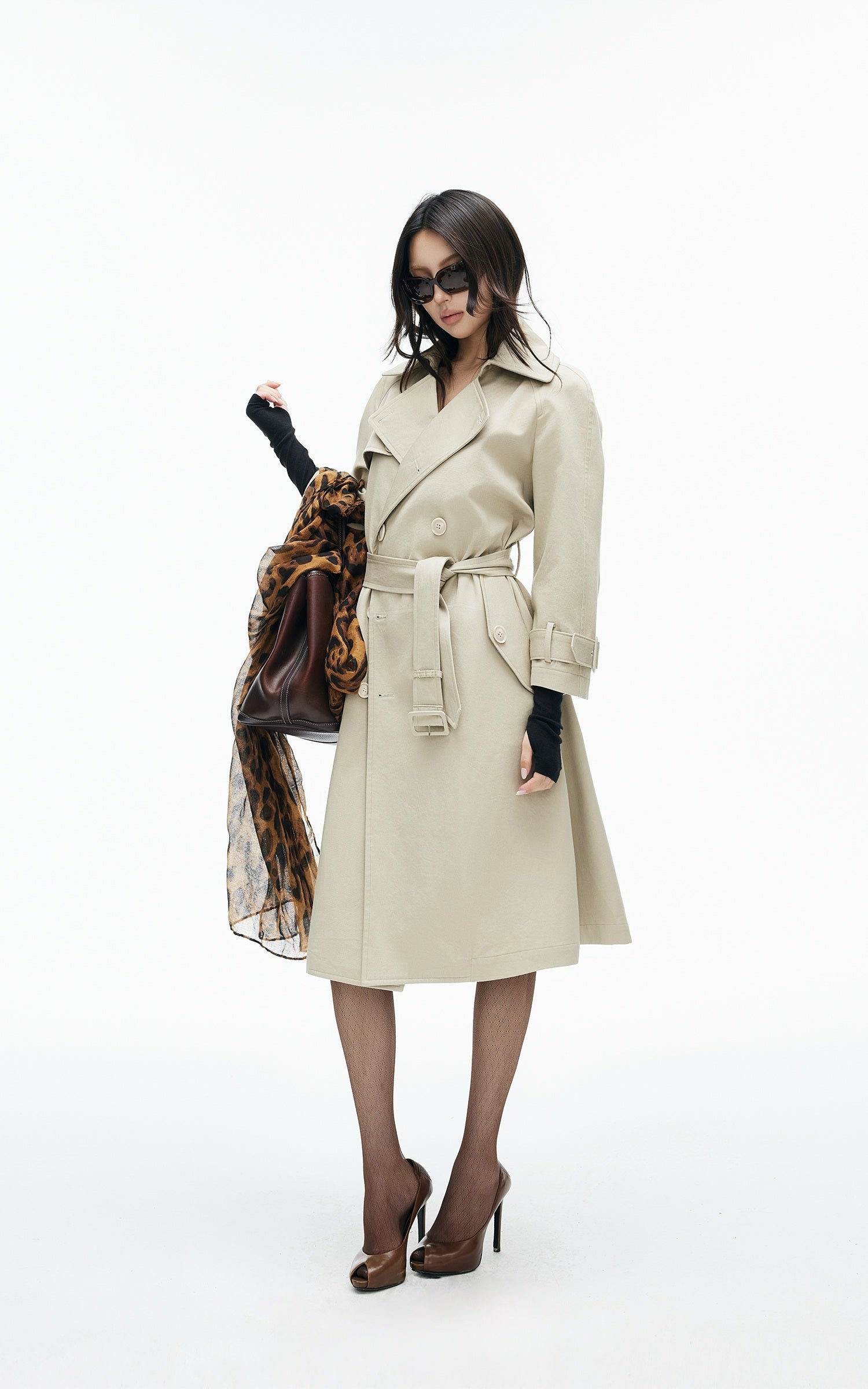 IAMXIAA Belted Oversized Long Trench Coat