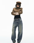 IAMXIAA Military Belted Ultra Cropped Jacket