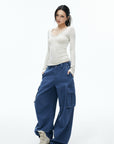 IAMXIAA Vintage Blue Oversized Cargo Jeans