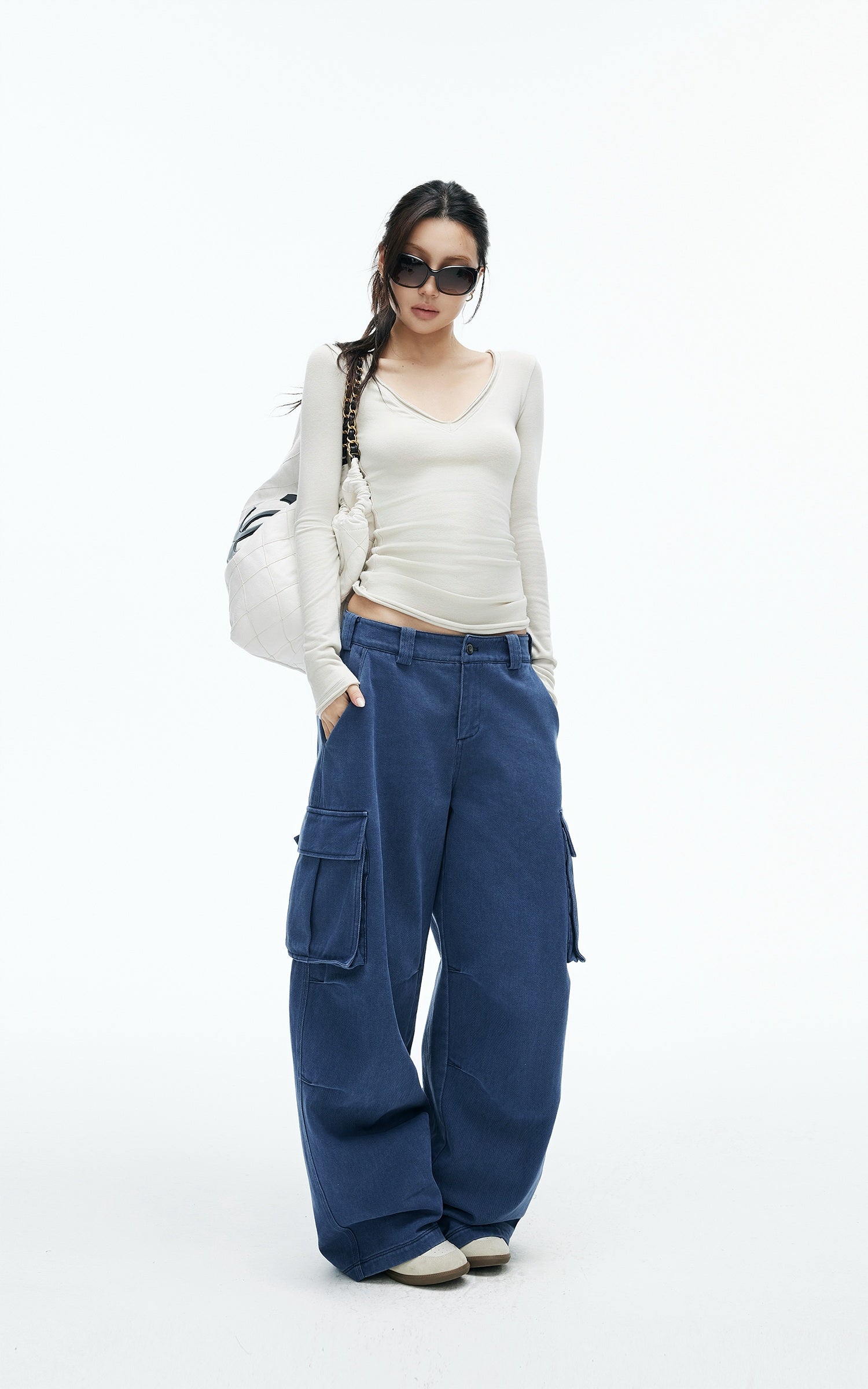 IAMXIAA Vintage Blue Oversized Cargo Jeans