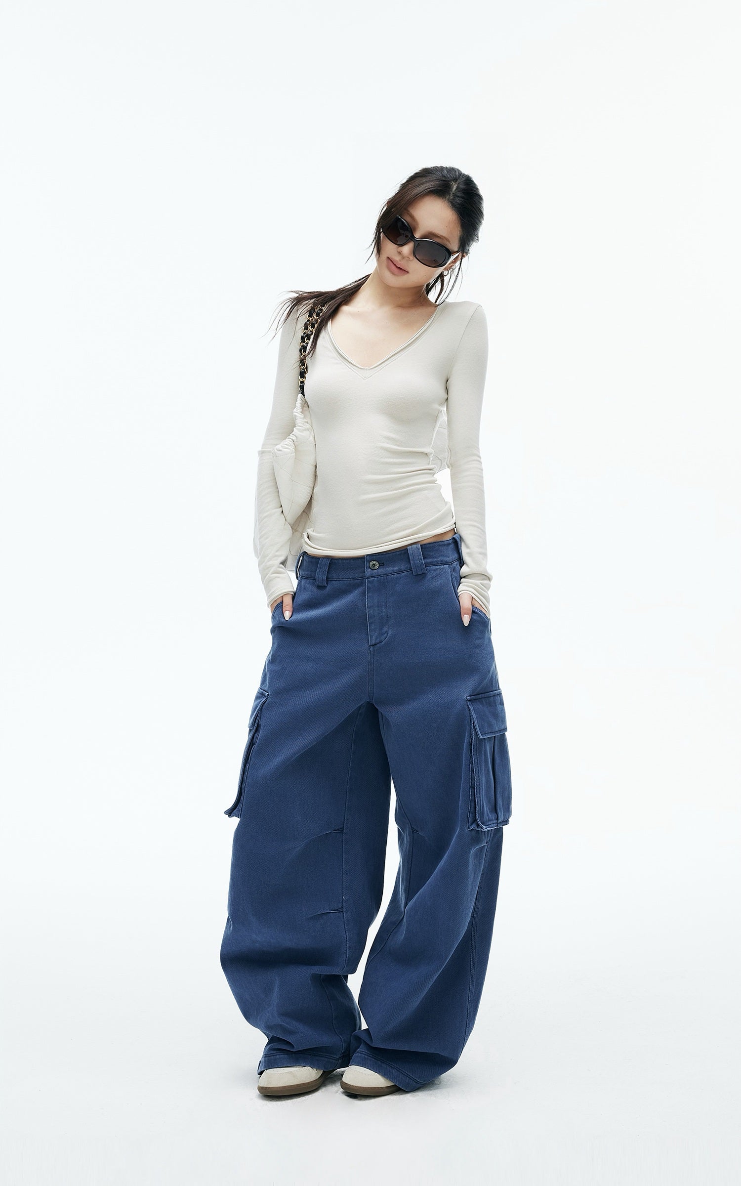 IAMXIAA Vintage Blue Oversized Cargo Jeans