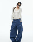 IAMXIAA Vintage Blue Oversized Cargo Jeans