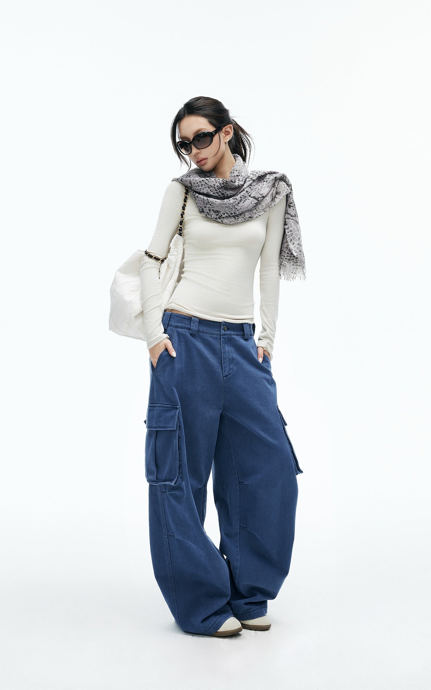 IAMXIAA Vintage Blue Oversized Cargo Jeans