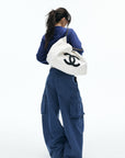 IAMXIAA Vintage Blue Cropped Zip-Up Hoodie