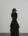 DOINDULGE Oversized Pleated Draped Wide-Leg Pants
