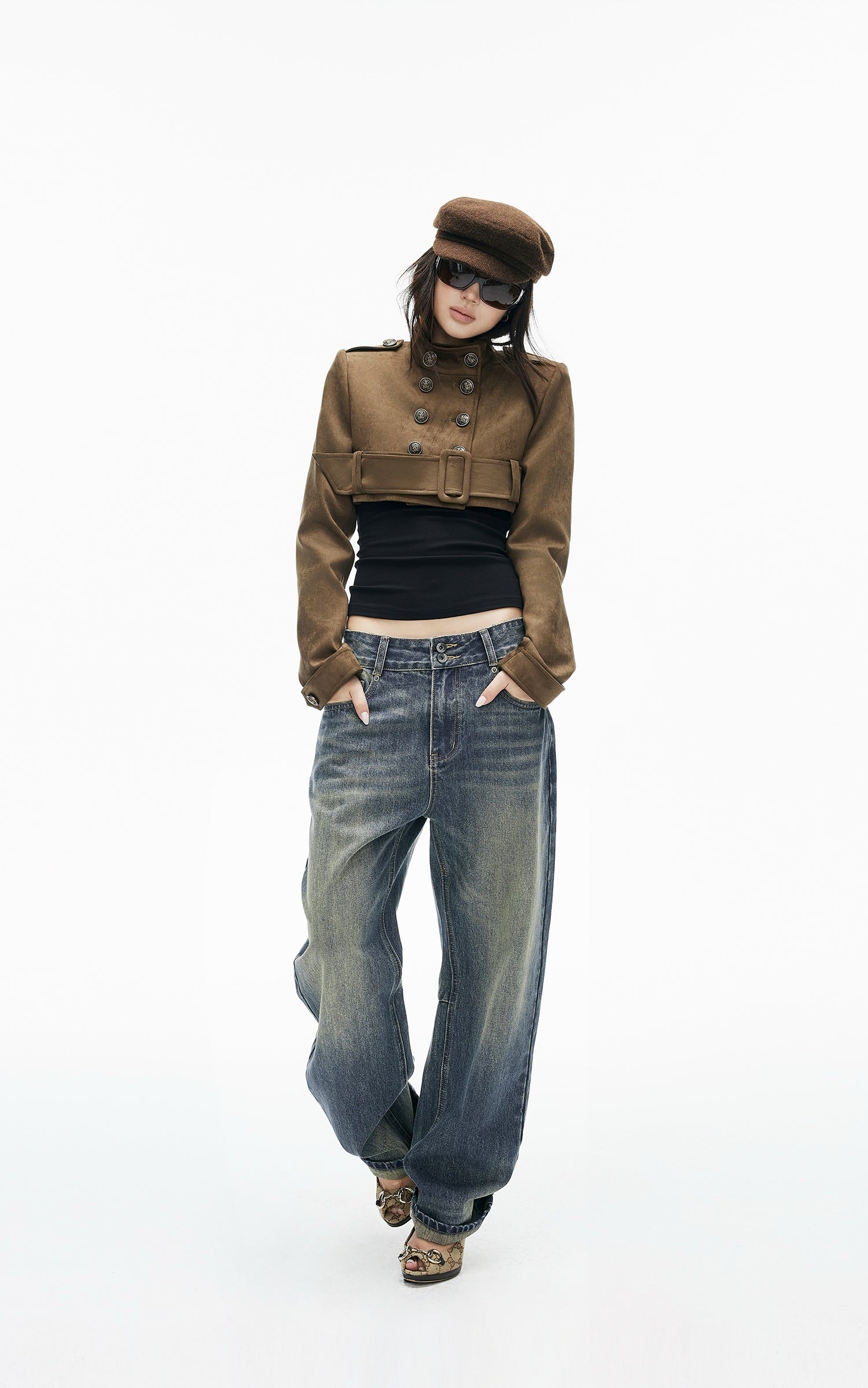 IAMXIAA Military Belted Ultra Cropped Jacket