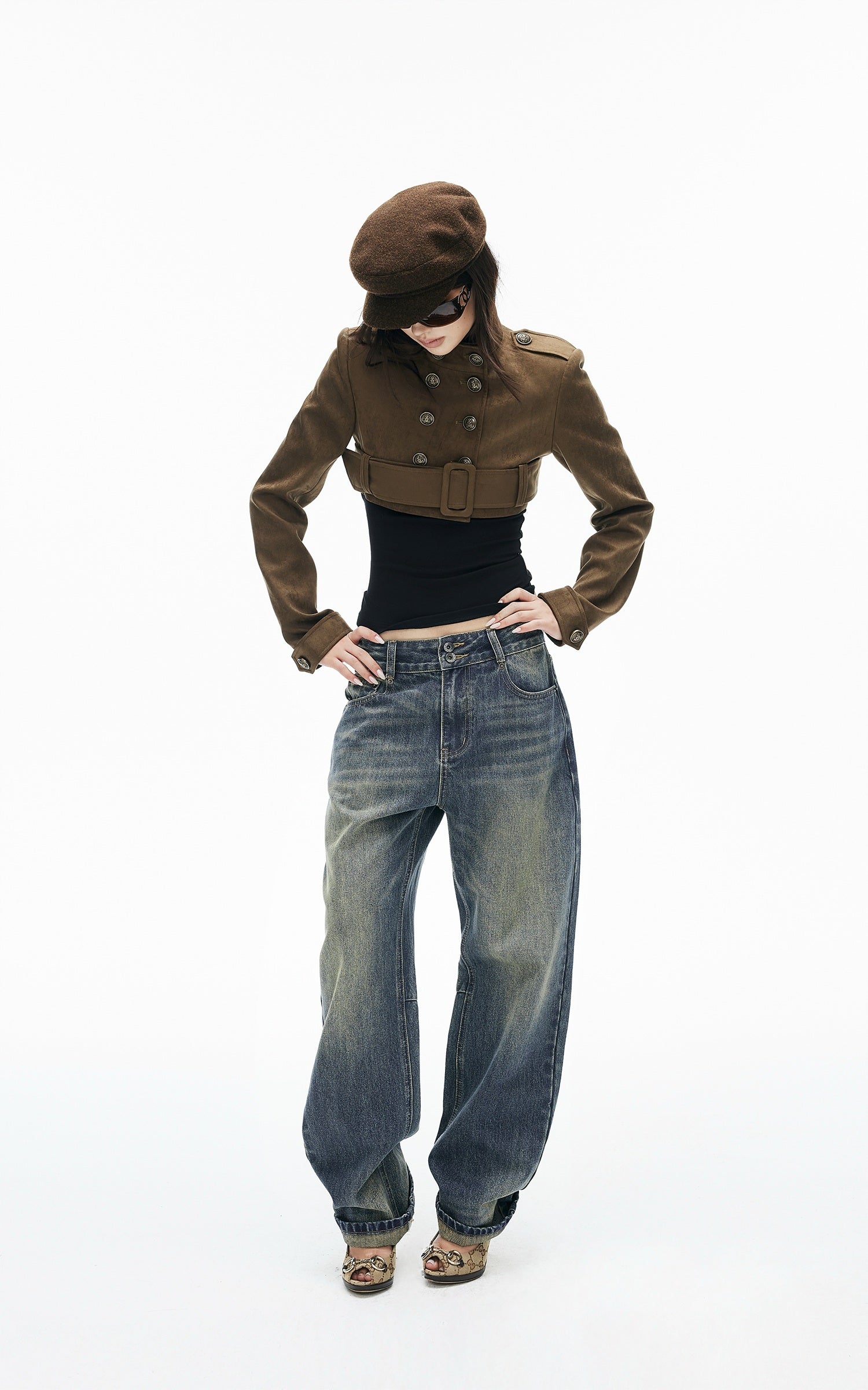 IAMXIAA Military Belted Ultra Cropped Jacket