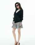 IAMXIAA Low-Rise Heather Grey Drop-Waist Ruffle Mini Skirt