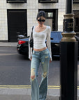 ROVENTE Sheer Scoop Neck Long Sleeve Top