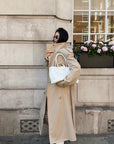 ROVENTE Sculpted Collar Belted Trench Coat