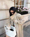 ROVENTE Sculpted Collar Belted Trench Coat