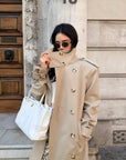 ROVENTE Sculpted Collar Belted Trench Coat