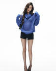 IAMXIAA Sheer Cowl Neck Wool Relaxed Knit Sweater
