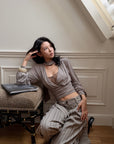 Hydrae D-Ring Belted Pinstripe Wide-Leg Pants