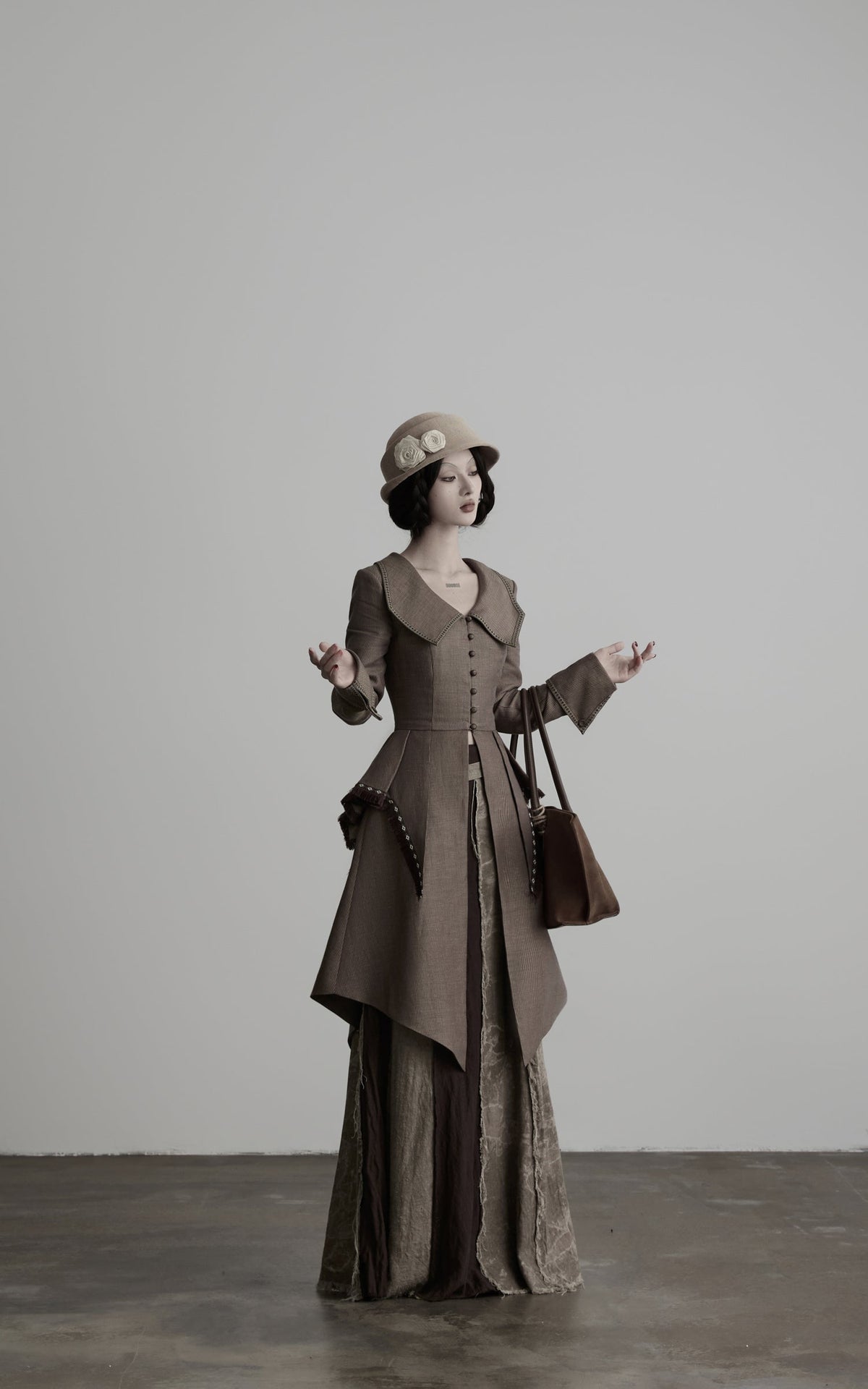 DOINDULGE Victorian Sculpted Waist Mid-Length Jacket
