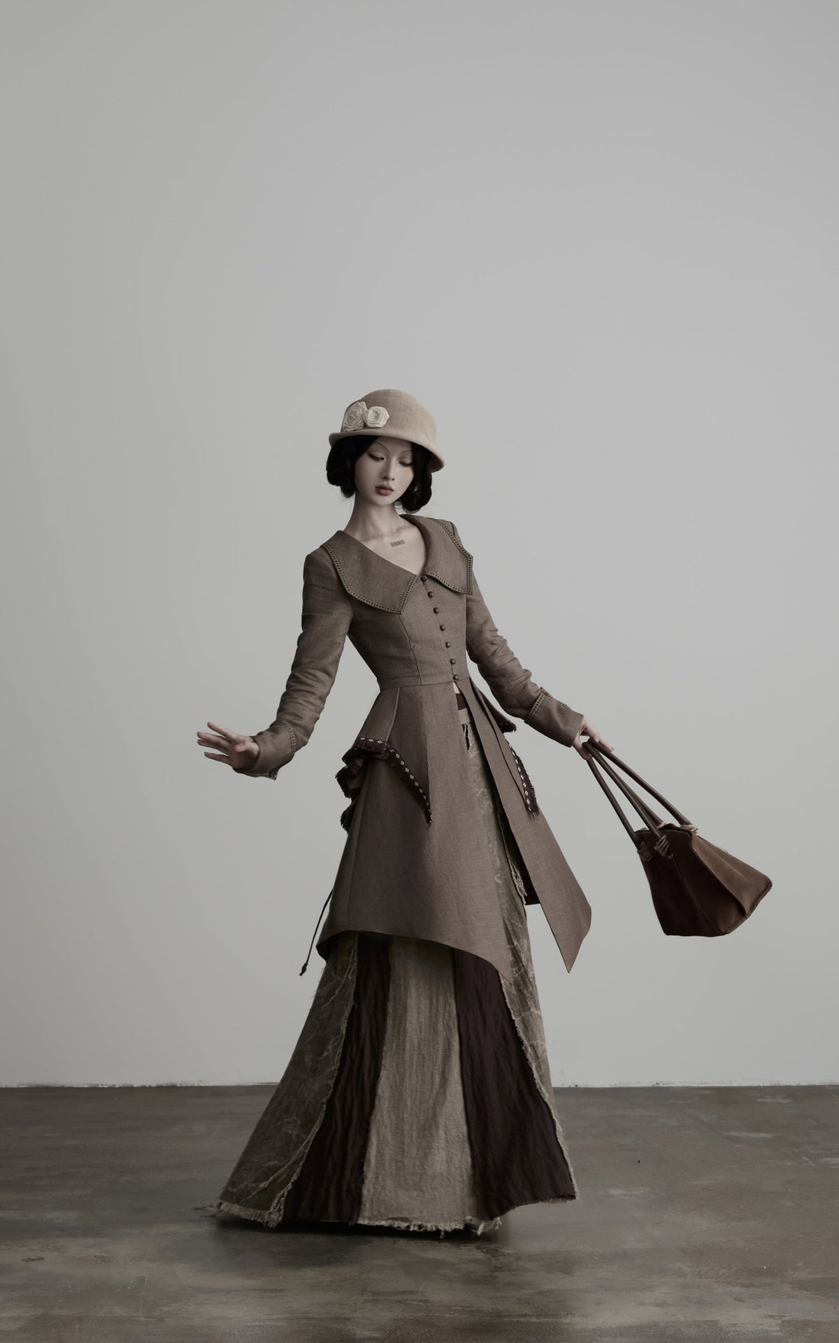 DOINDULGE Victorian Sculpted Waist Mid-Length Jacket