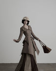 DOINDULGE Victorian Sculpted Waist Mid-Length Jacket