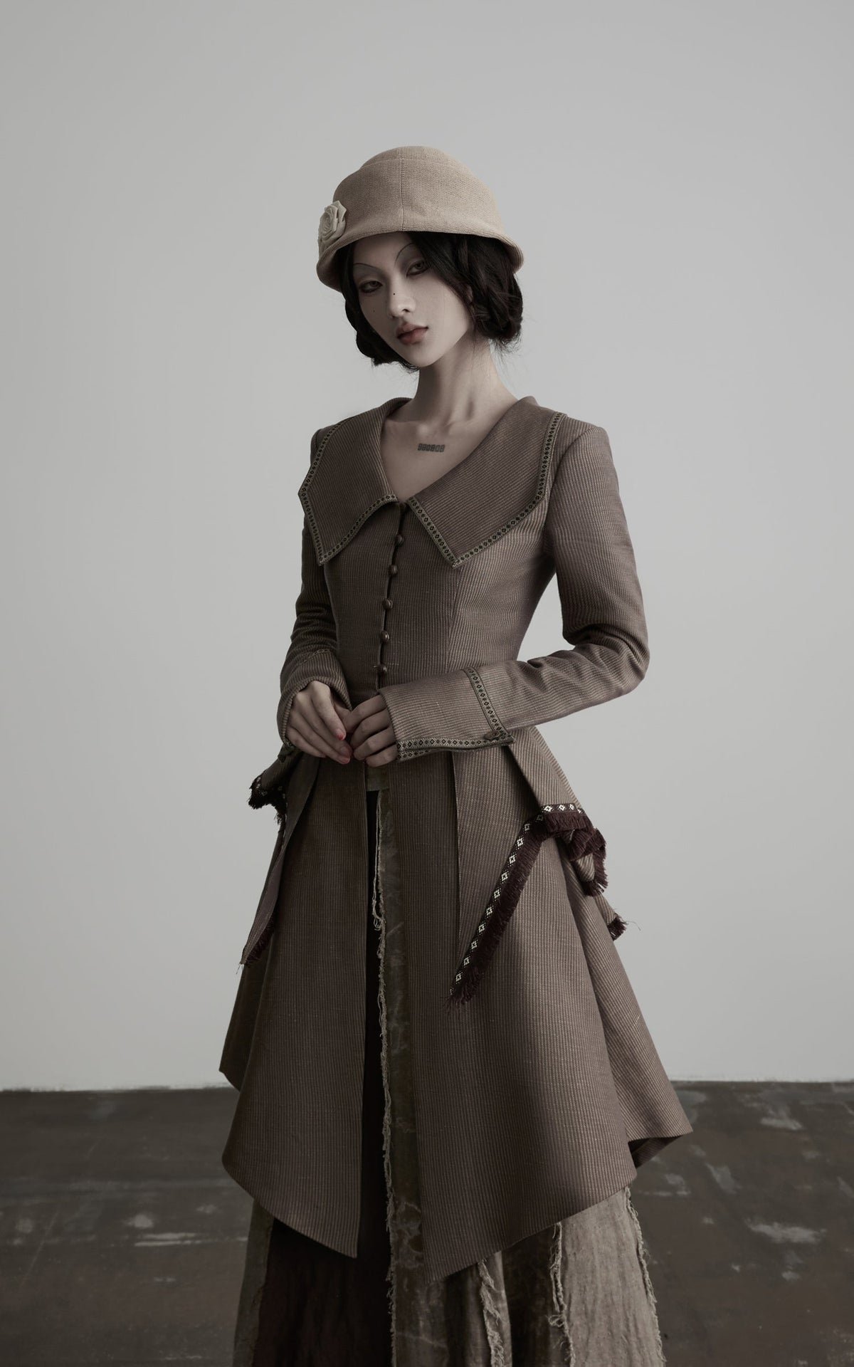 DOINDULGE Victorian Sculpted Waist Mid-Length Jacket