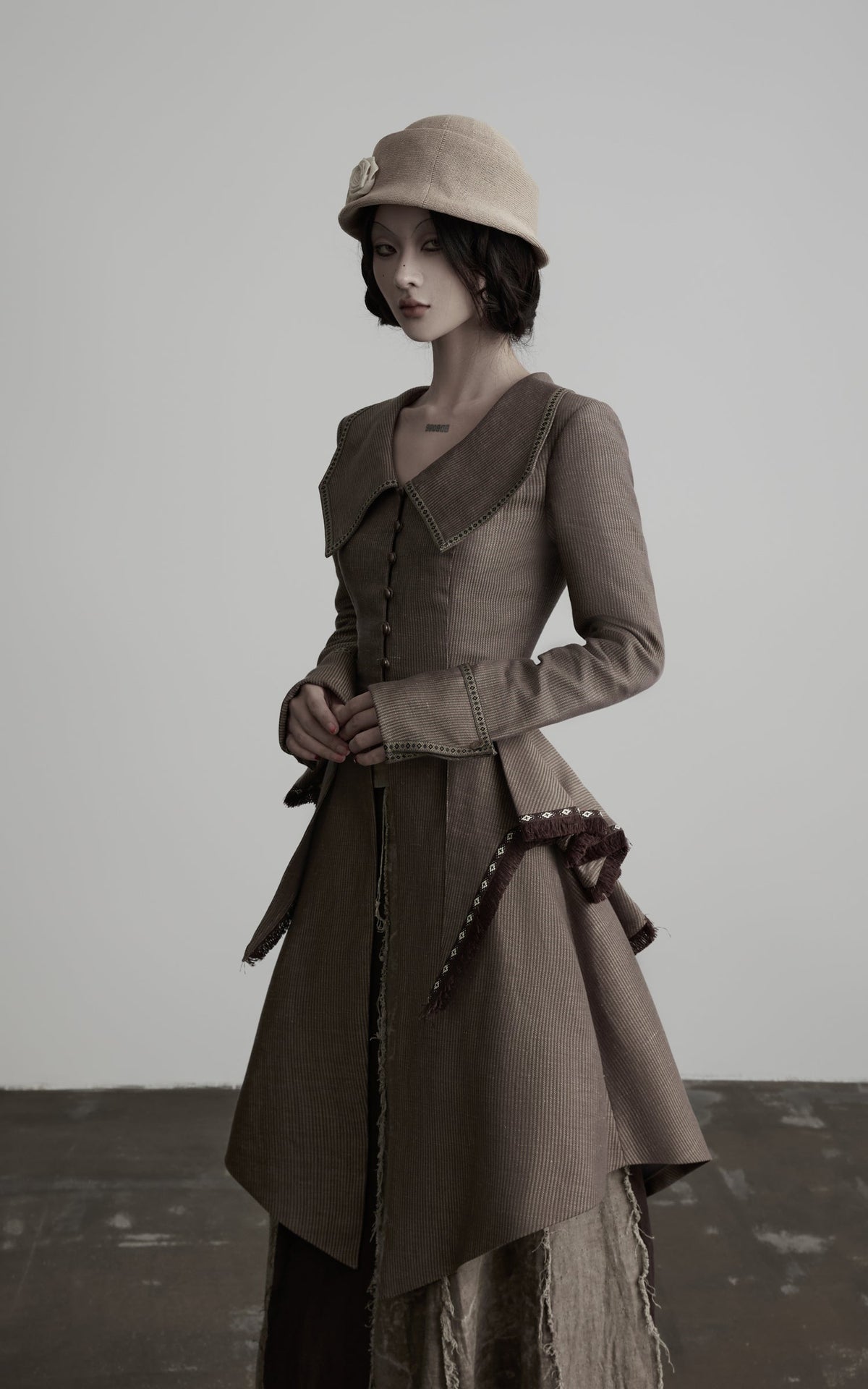 DOINDULGE Victorian Sculpted Waist Mid-Length Jacket