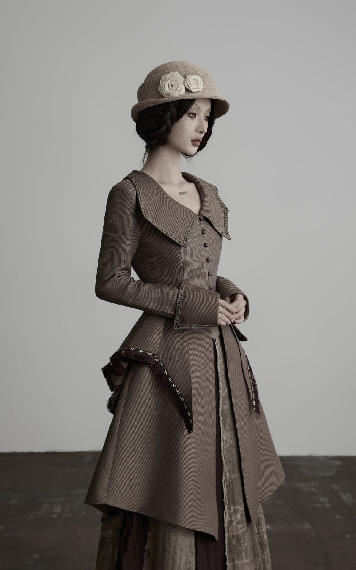 DOINDULGE Victorian Sculpted Waist Mid-Length Jacket