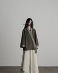 DOINDULGE Jacquard Trim Wrap Jacket