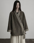 DOINDULGE Jacquard Trim Wrap Jacket