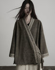 DOINDULGE Jacquard Trim Wrap Jacket