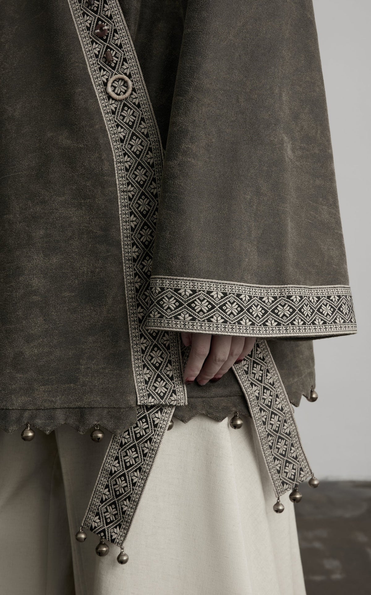 DOINDULGE Jacquard Trim Wrap Jacket