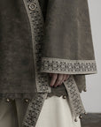 DOINDULGE Jacquard Trim Wrap Jacket
