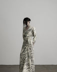 DOINDULGE Engraved Botanical Wrap Maxi Dress