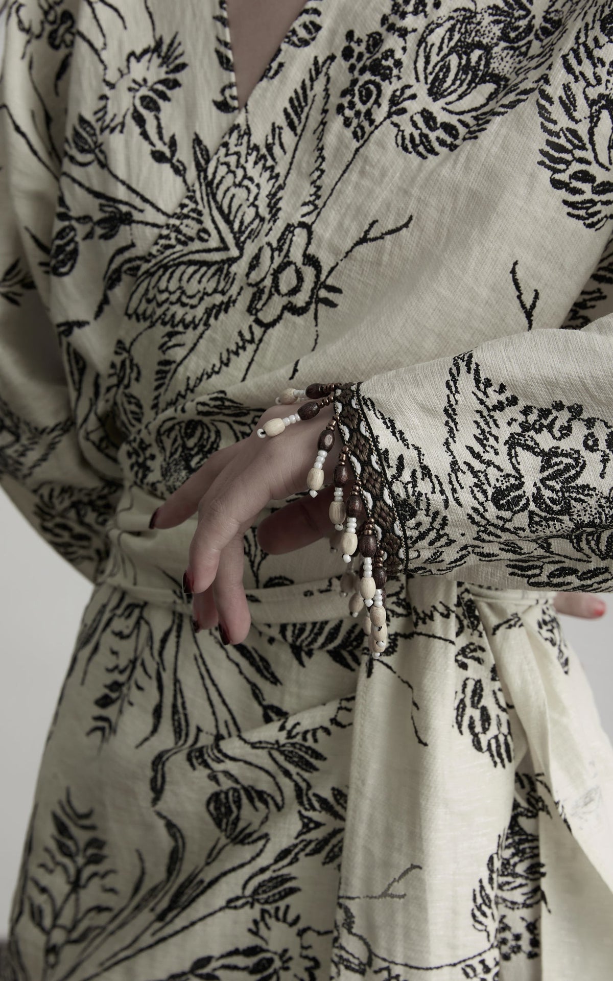 DOINDULGE Engraved Botanical Wrap Maxi Dress