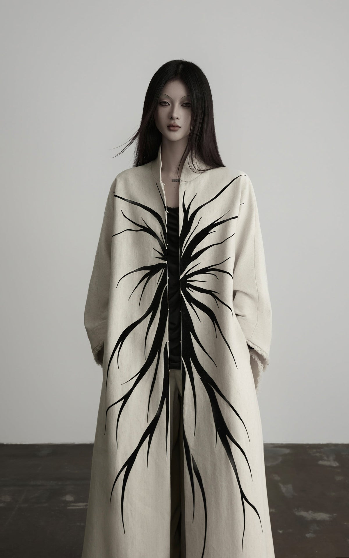 DOINDULGE Avant-Garde Raw Hem Long Coat