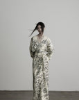 DOINDULGE Engraved Botanical Wrap Maxi Dress