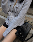 Hydrae Double-Breasted Knit Zip-Up Jacket