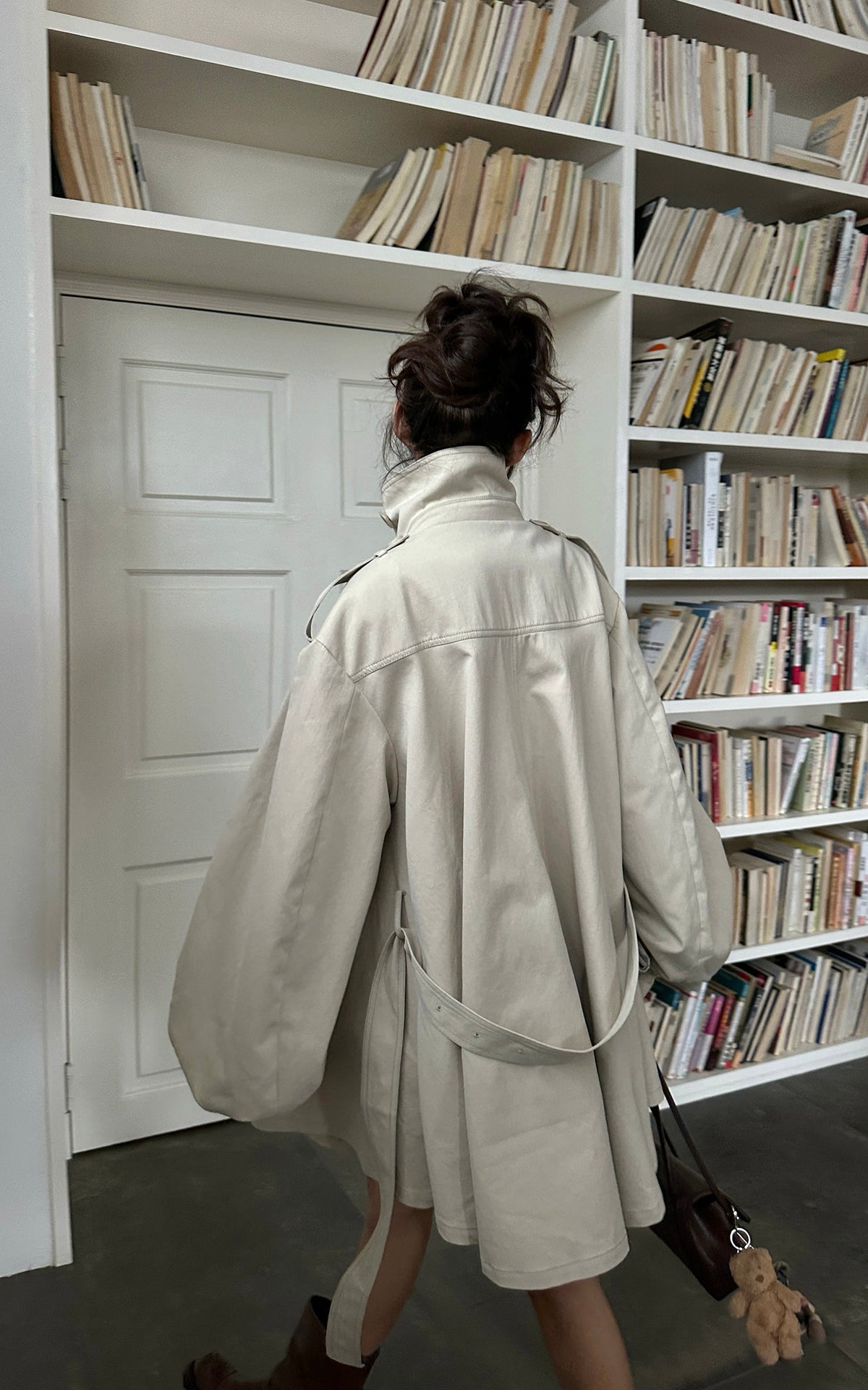 WARDEN EDGE Oversized High-Neck Balloon Sleeve Belted Trench Coat