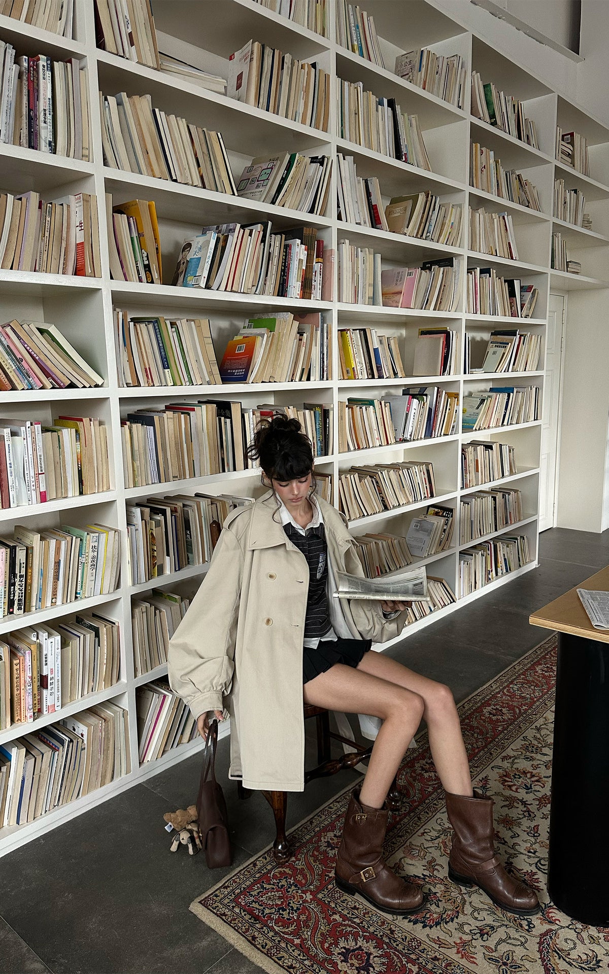 WARDEN EDGE Oversized High-Neck Balloon Sleeve Belted Trench Coat
