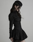 DOINDULGE Chemise Jacquard Longue à Col Montant et Basque