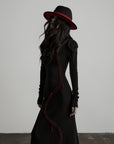 DOINDULGE High Neck Contrast Stitch Knit Maxi Dress