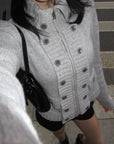 Hydrae Double-Breasted Knit Zip-Up Jacket